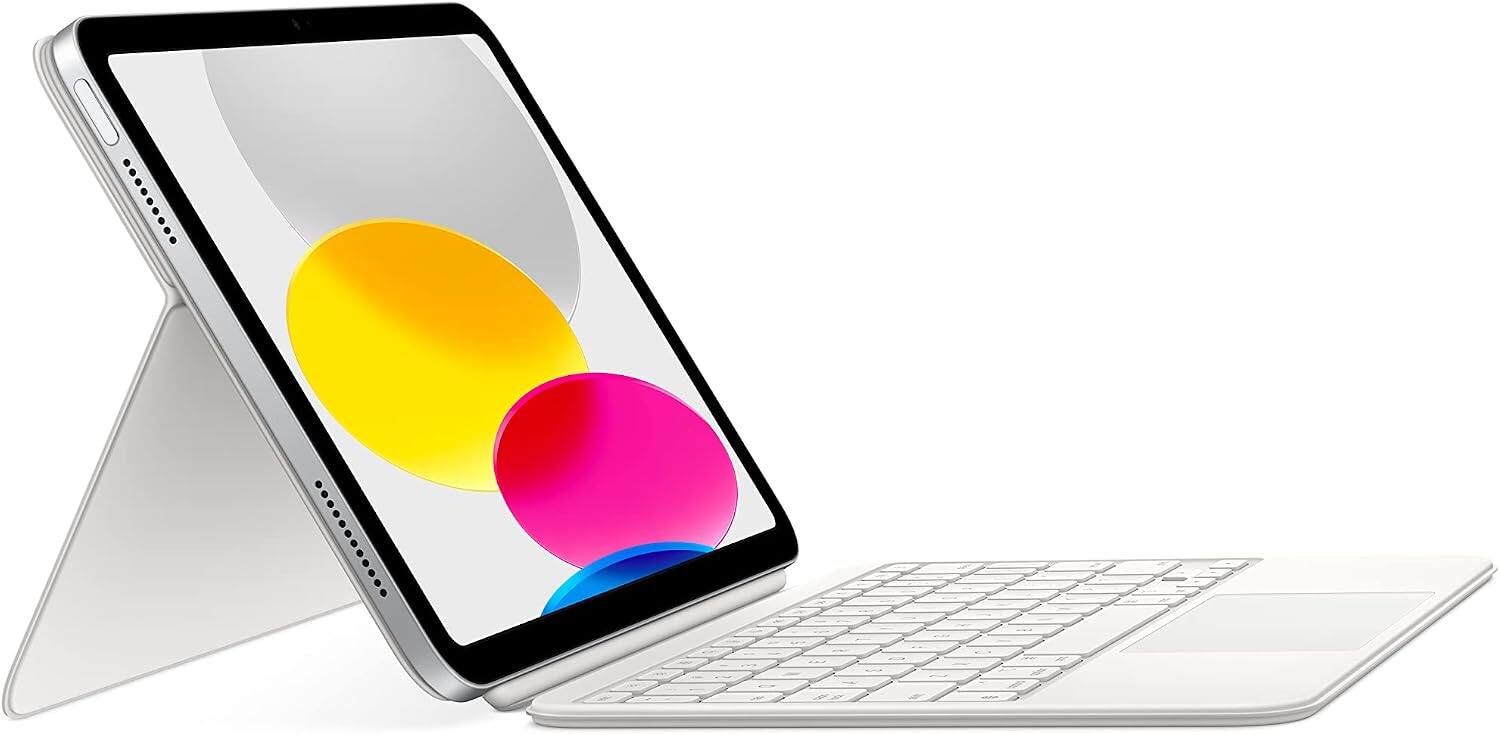 Back. Apple - Apple Magic Keyboard Folio: iPad Keyboard and case for iPad (10th Generation), Detachable Two-piece Design that attaches - White.