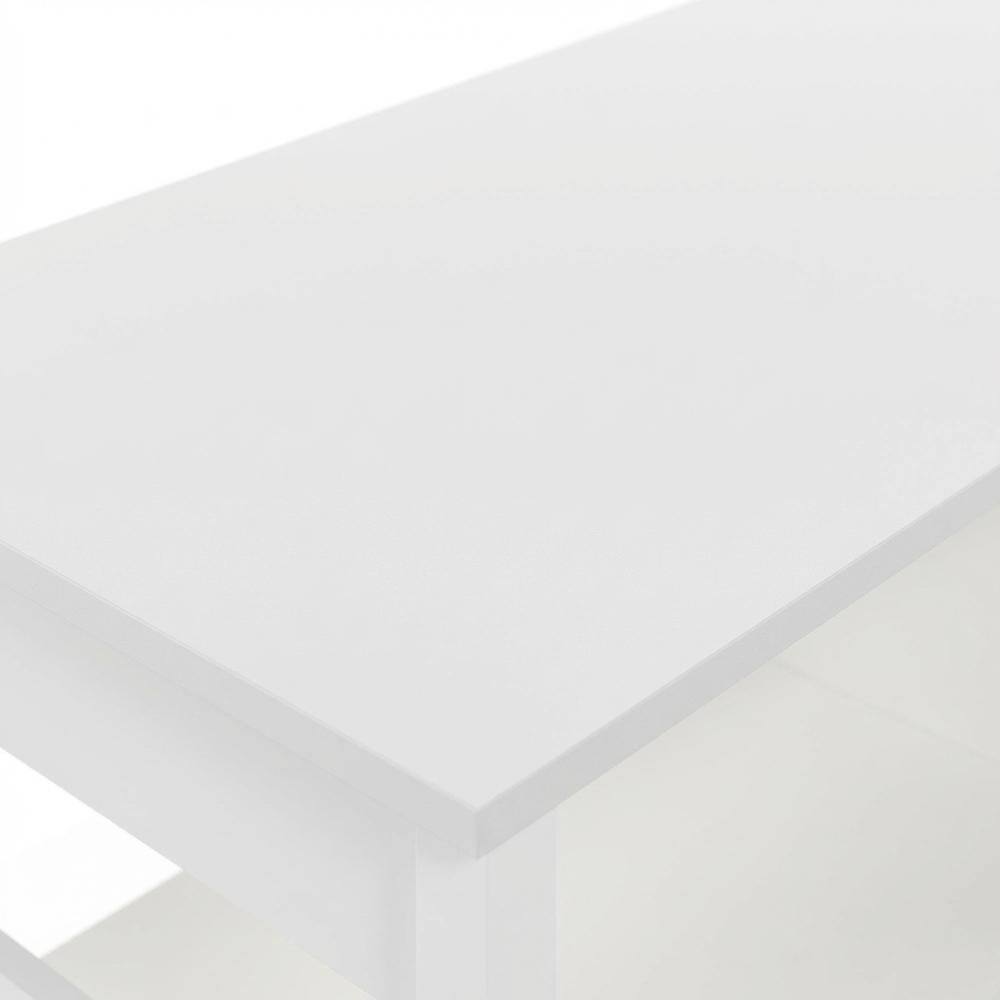 Alt View 4. FurniFact - White Emboss TV Stand with Fireplace and Wooden Finish - White.