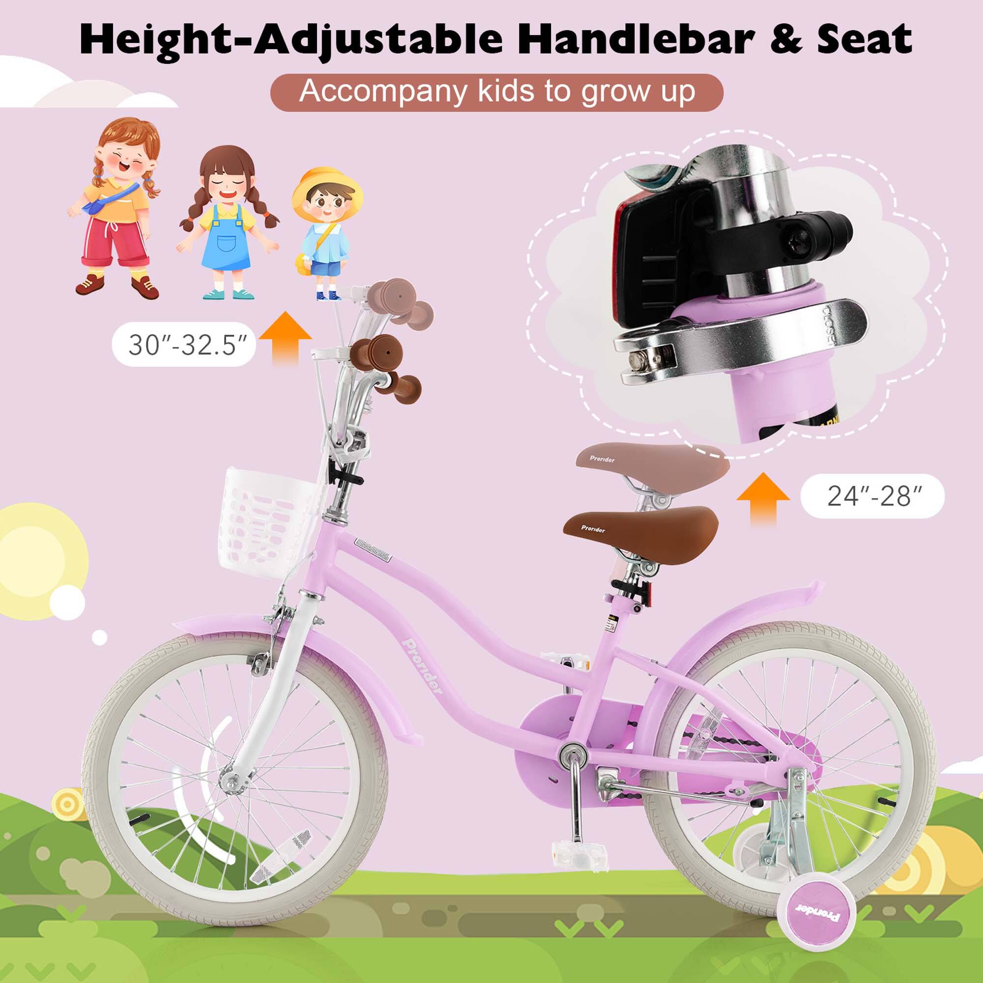 Height-Adjustable Handlebar & Seat  
Accompany kids to grow up  

30"-32.5"  
24"-28"
