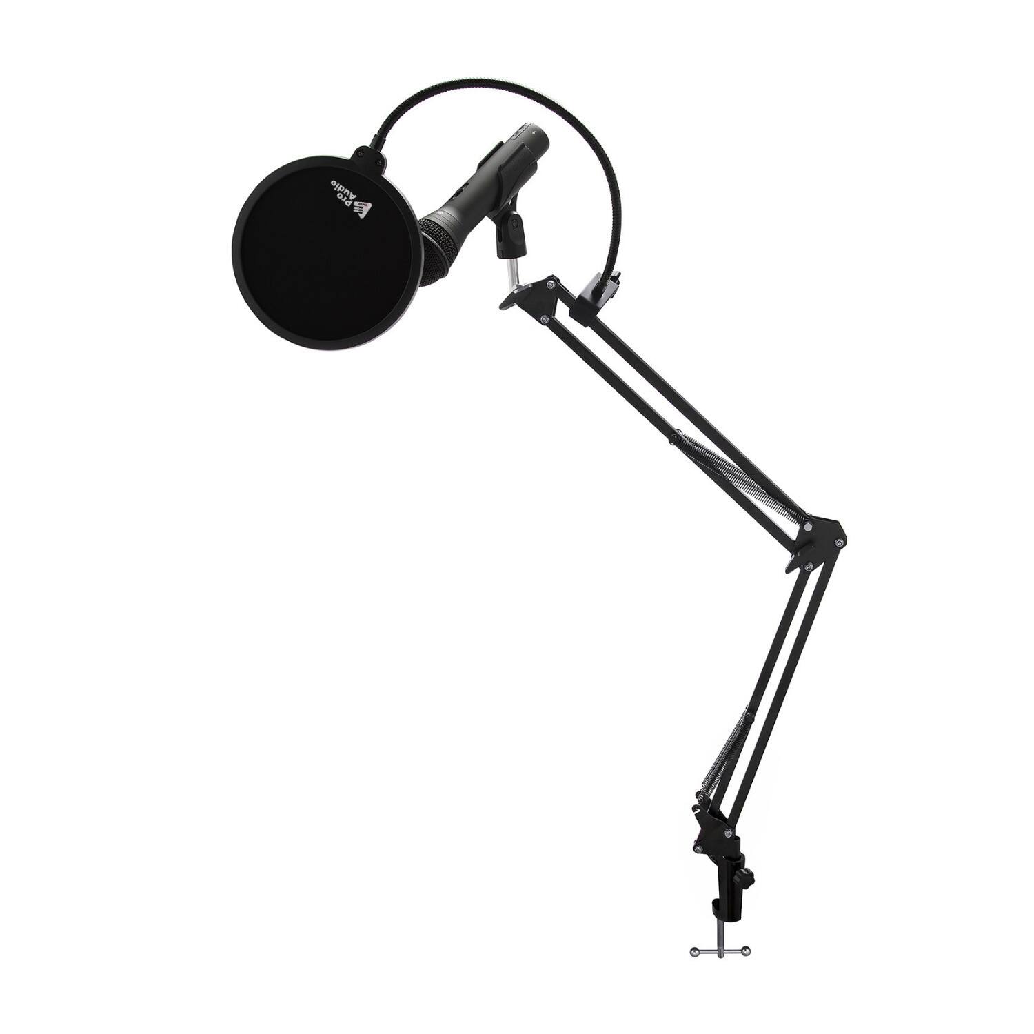 Angle. Samson - Samson Q2U Black Handheld Dynamic USB Microphone with Boom Arm and Pop Filter.