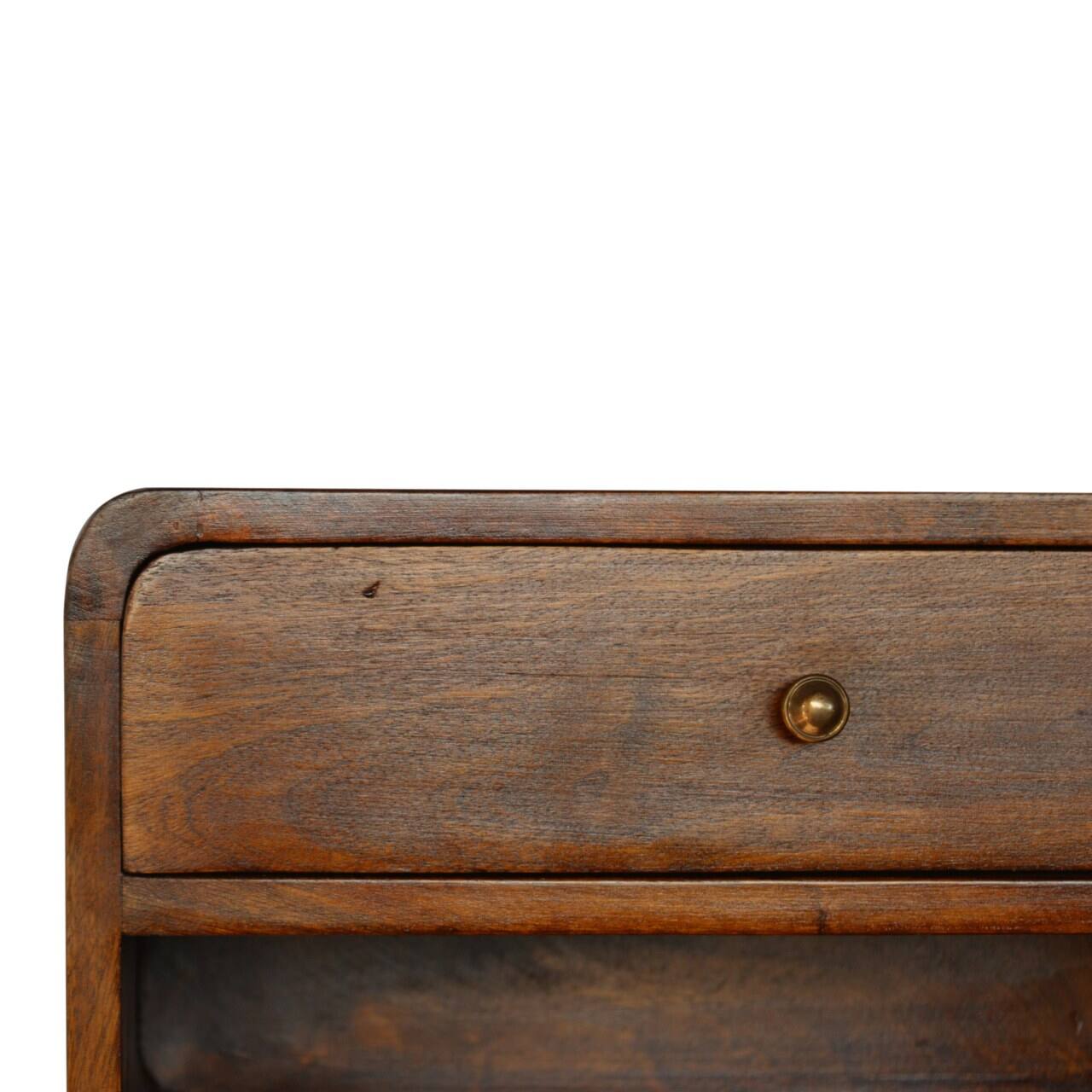 Back. Artisan Furniture - Artisan Furniture Solid Wood Chestnut Curve Floating Nightstand, 1 Drawer, 1 Open-slot, Brown - Chestnut.