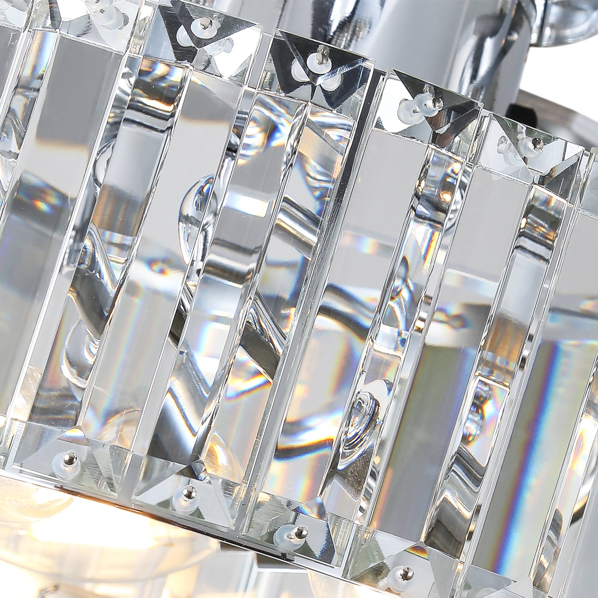 Alt View 8. Breezary - 52" Indoor Chandelier Ceiling Fan with Silver Blades & Crystal E12 Triple Light - Remote Included (5-Blade) - Chrome.