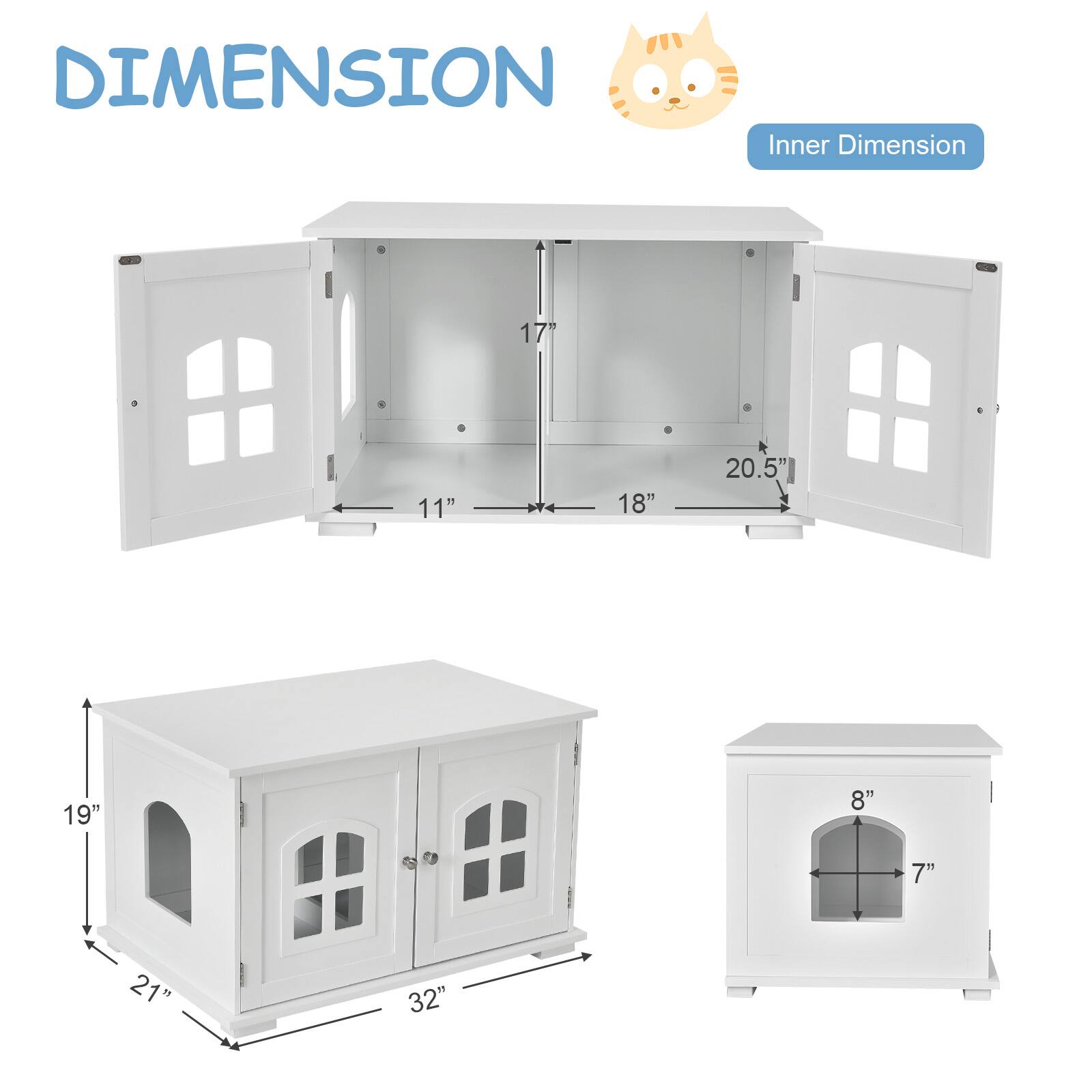 DIMENSION

Inner Dimension

- 17" x 11" x 18" x 20.5"
- 19" x 21" x 32"
- 8" x 7"