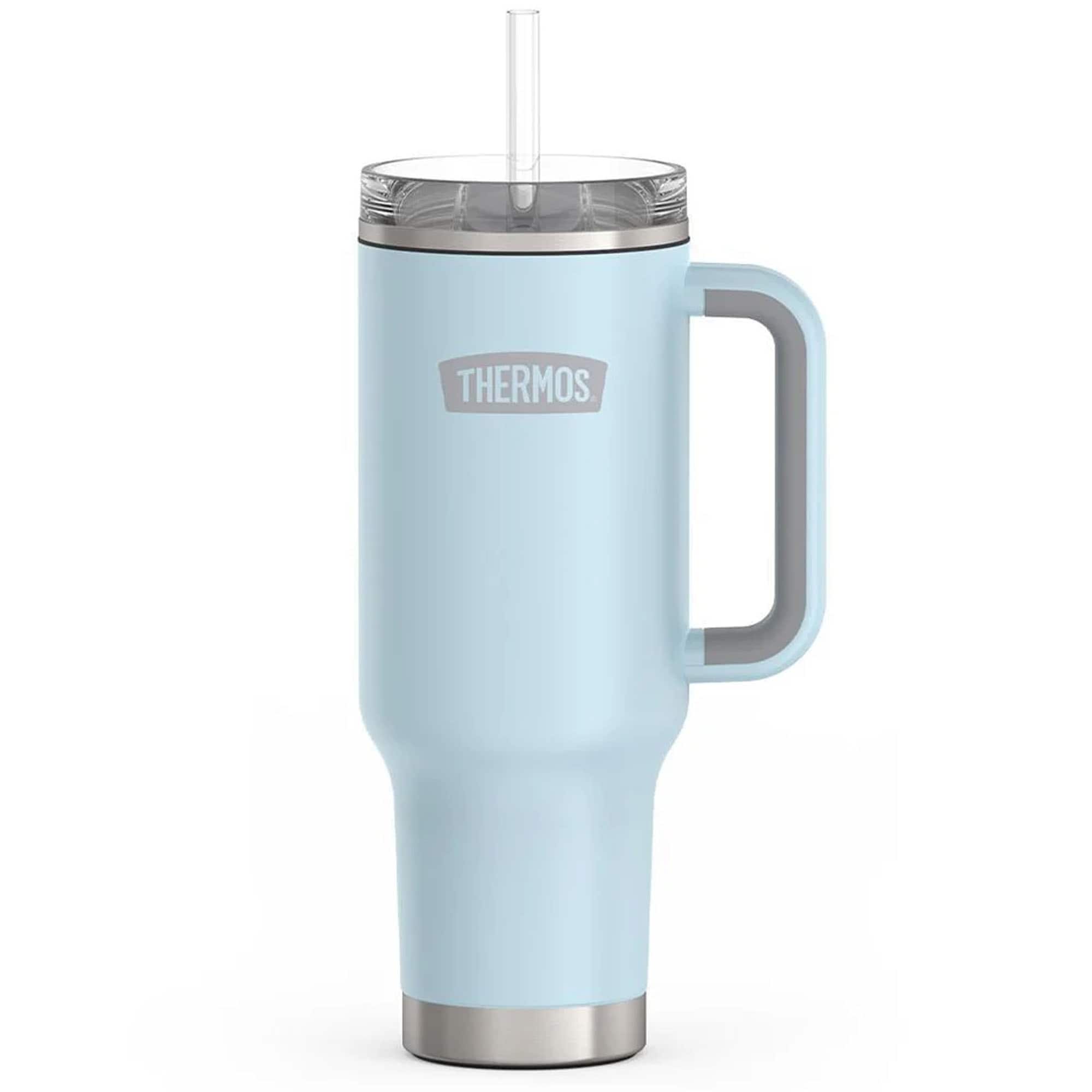 Front. Thermos - Thermos 40 oz Stainless Steel Cup Holder Mug w/ Straw - Glacier - Glacier.