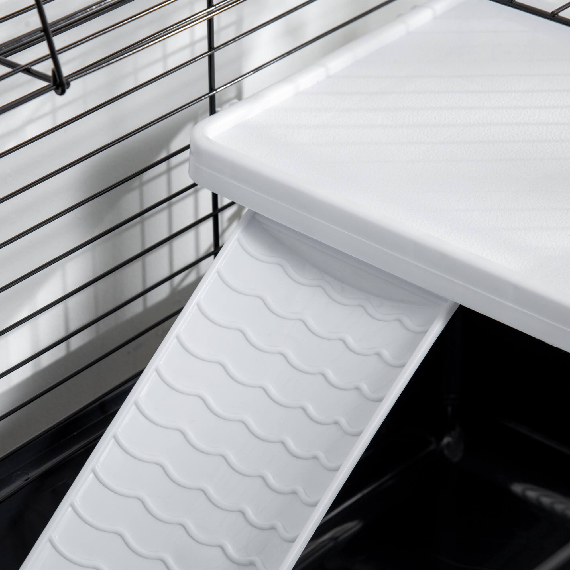 Alt View 5. Pawhut - Two-Story Small Animal Cage Removable from Stand, Guinea Pig, Hedgehog, Chinchilla, Shelf & Wheels, Pet Habitat.