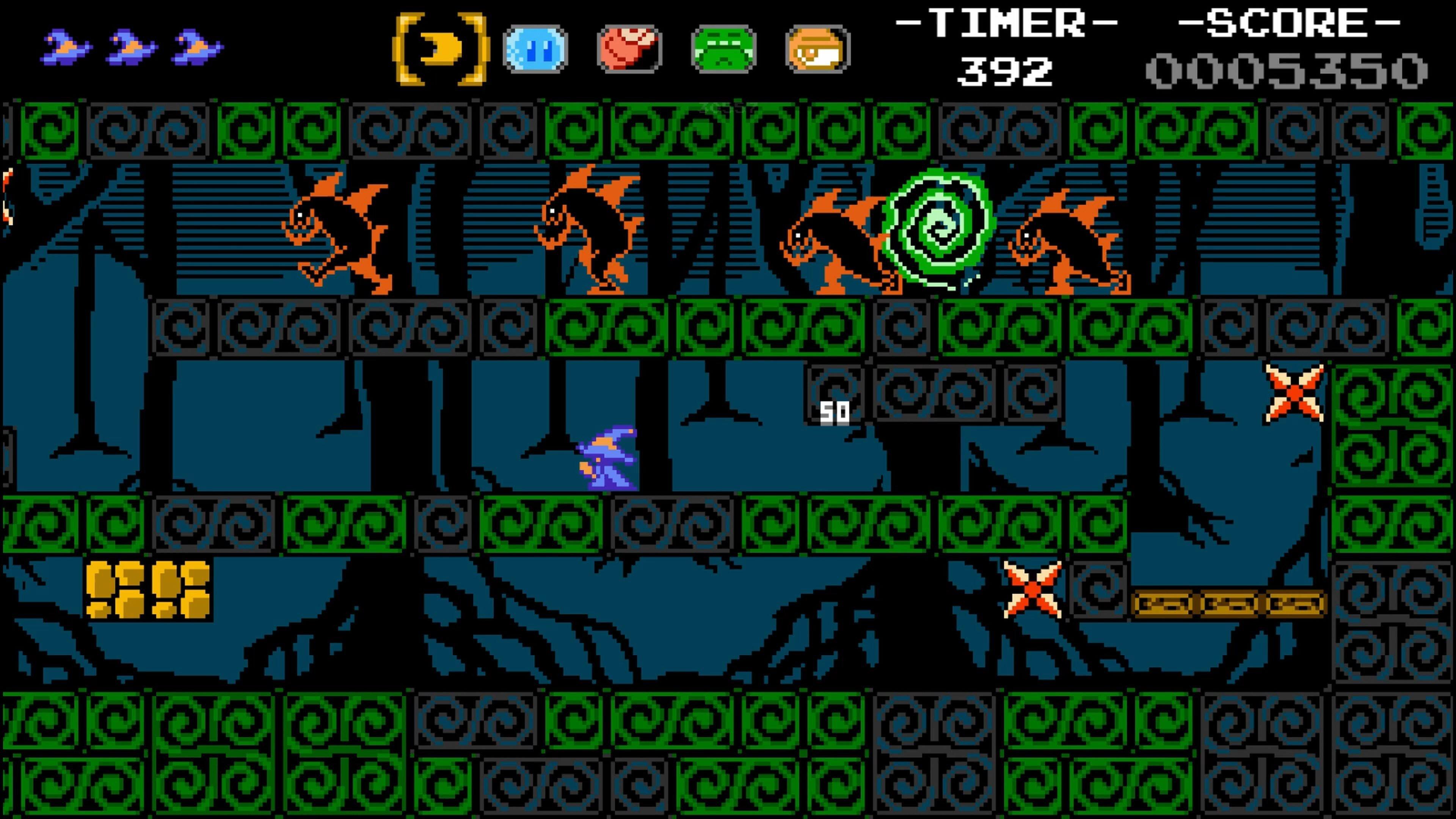 - TIMER - 392  
- SCORE - 0005350  

50