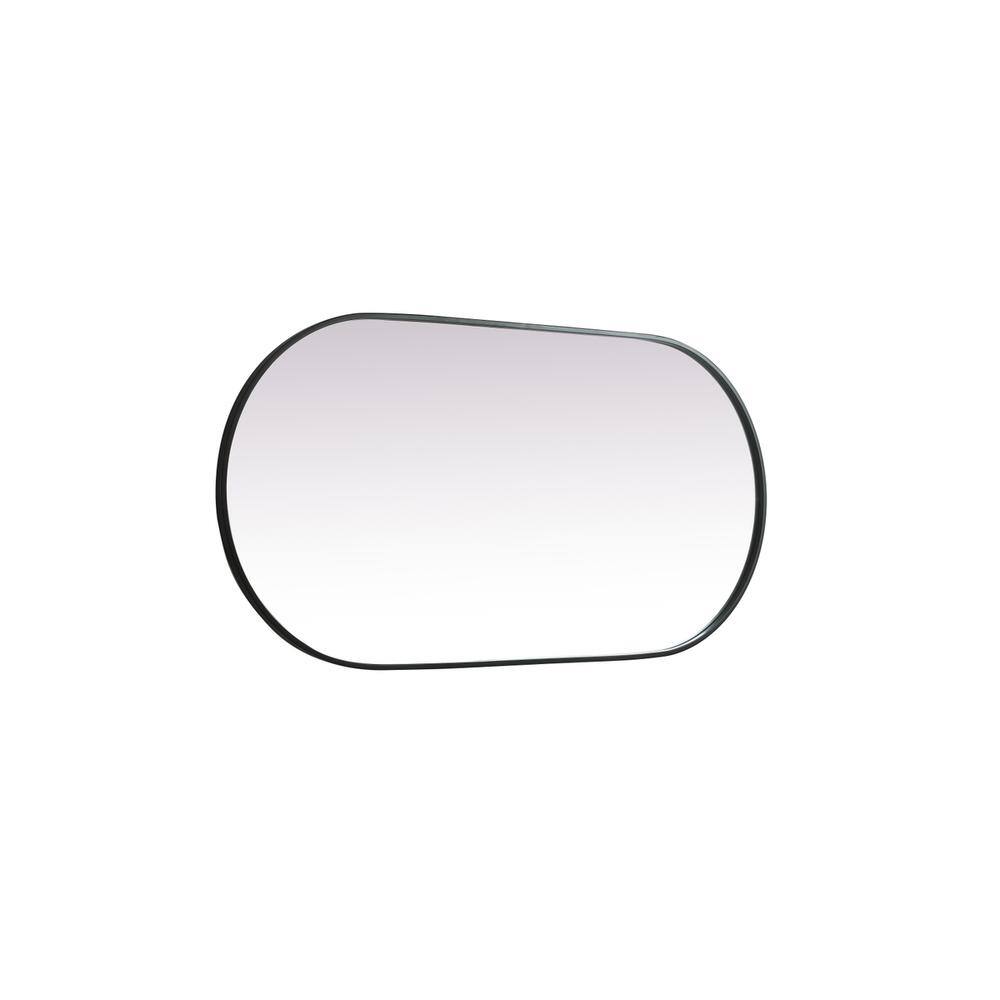 Left. Elegant Decor - Metal Frame Oval Mirror 24x48 Inch in Black - Black.