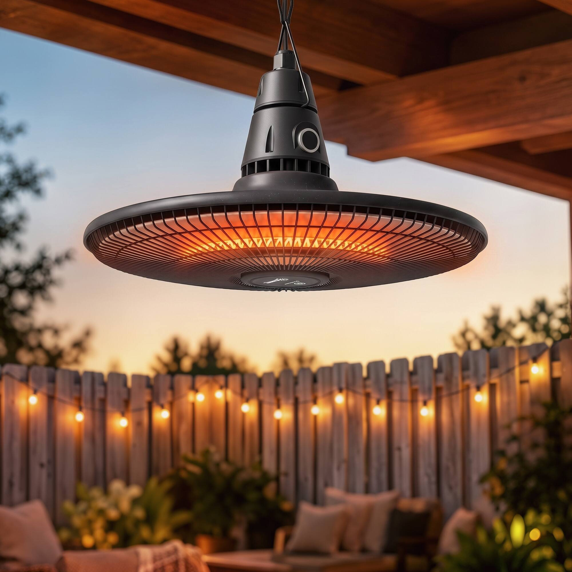 Alt View 1. Outsunny - Electric Patio Heater, IP65 Hanging Infrared Outdoor Heater with Carbon Fiber Tube - Black.