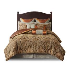 Gracie Mills - Wilma 9-Piece Medallion Jacquard Comforter Set - Brown