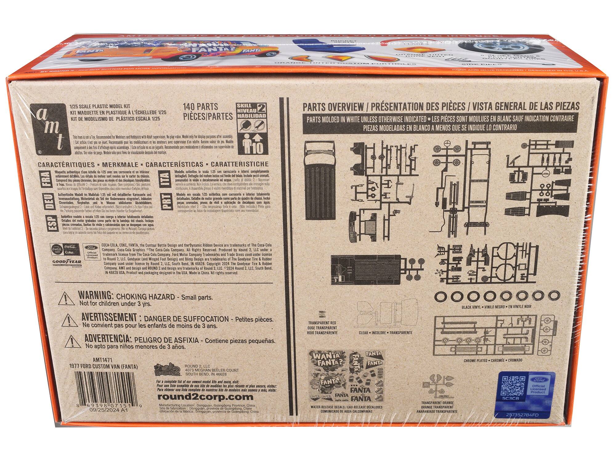 1/25 SCALE PLASTIC MODEL KIT  
KIT MAQUETTE EN PLASTIQUE À L'ÉCHELLE DE 1/25  
KIT DE MODELISMO DE PLÁSTICO ESCALA 1/25  

140 PARTS  
140 PIECES  
PARTS OVERVIEW / PRÉSENTATION DES PIÈCES / VISTA GENERAL DE LAS PIEZAS  
PARTS MOLDED IN WHITE UNLESS OTHERWISE INDICATED - LES PIÈCES SONT MOULÉES EN BLANC SAUF INDICATION CONTRAIRE - PIEZAS MODELADAS BLANCO MENOS QUE INDIQUE CONTRARIO  

SKILL LEVEL 2  
NIVEAU 2  
HABILIDAD  
HABILIDAD  

CARACTERÍSTIQUES - MERKMALE - CARACTERÍSTICAS  
DEEP DETAILING - DETALLE PROFUNDO - DETALLE PROFUNDO  

WARNING: CHOKING HAZARD - Small parts. Not for children under 3 yrs.  
AVERTISSEMENT: DANGER DE SUFFOCATION - Petites pièces. Ne conviennent pas pour les enfants de moins de 3 ans.  
