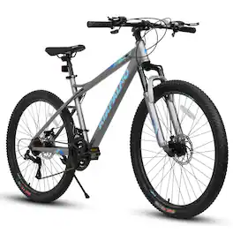 Chery Life - 26 in. 21-Speed Front and Rear Mechanical Disc Brakes Mountain Bike for Adults - Gray