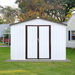 Mondawe - 8x10 FT Metal Garden Sheds Outdoor Storage Sheds - White