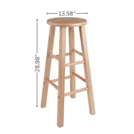 FurniFact - 2-Pc Solid Wood Bar Stools - Natural