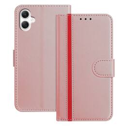 Dteck - Slim Card Holder Case for Samsung Galaxy A07,PU Leather Magnetic Closure Shockproof TPU Inner Flip Wallet Cover - Rosegold
