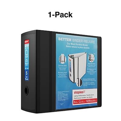 1-Pack  
BETTER BINDER-RELURE  
Our Most Durable Binder  
Notre reliure la plus durable  

5 staples  
Durable Spine  
Lasting Performance  

stoplesstD  
Lasting Performance, Durable Spine  

5"  
1270