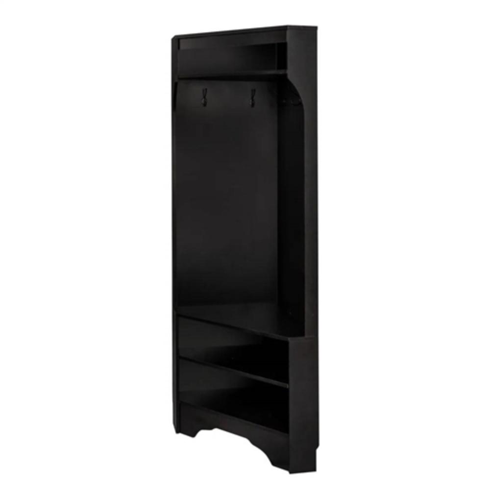 Left. Hivvago - Modern Black Corner Hall Tree Coat Rack Entryway Storage Cabinet Shoe Bench - Black.