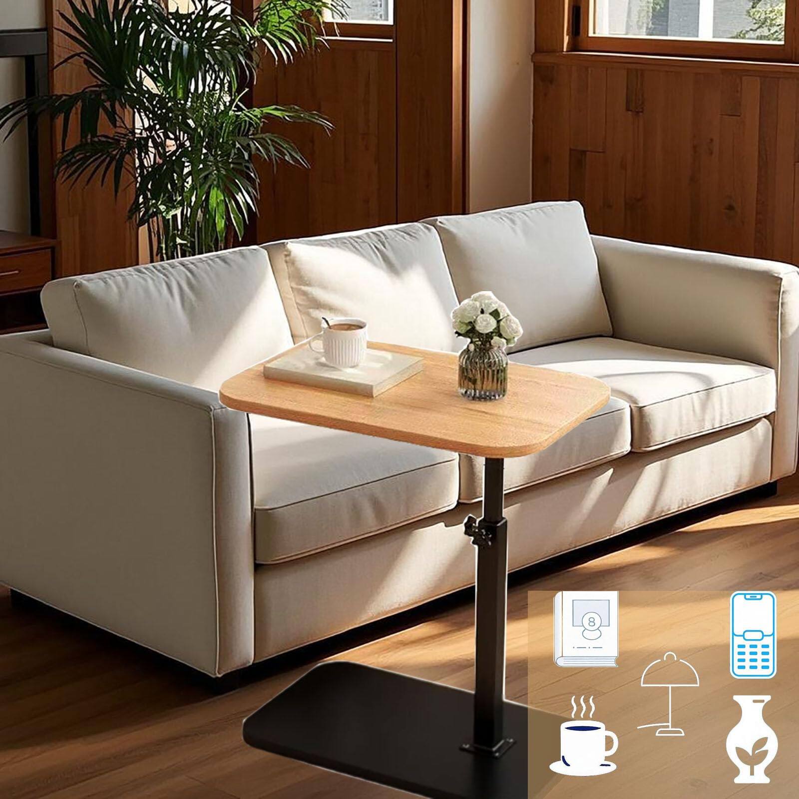 Alt View 2. Fabibe - C End Table Adjustable Height Shaped Side Tables Living Room And Bedroom For Sofa Chair Bed Coffee Small - Walnut Brown.