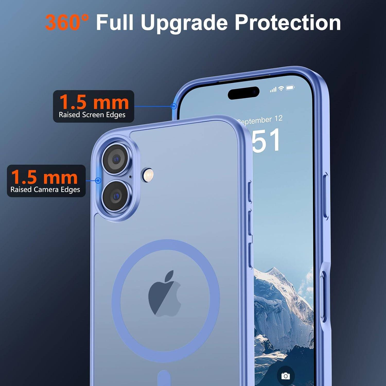360° Full Upgrade Protection

1.5 mm Raised Screen Edges

1.5 mm Raised Camera Edges