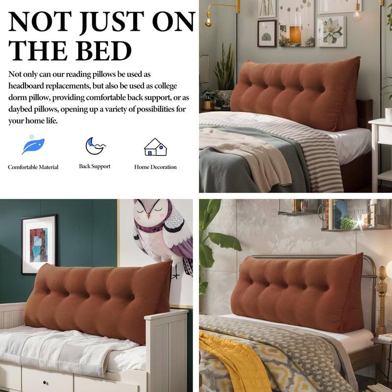 NOT JUST ON THE BED

Not only can our reading pillows be used as headboard replacements, but also as college dorm pillows, providing comfortable back support, or as daybed pillows, opening up a variety of possibilities for your home life.

Comfortable Material
Back Support
Home Decoration