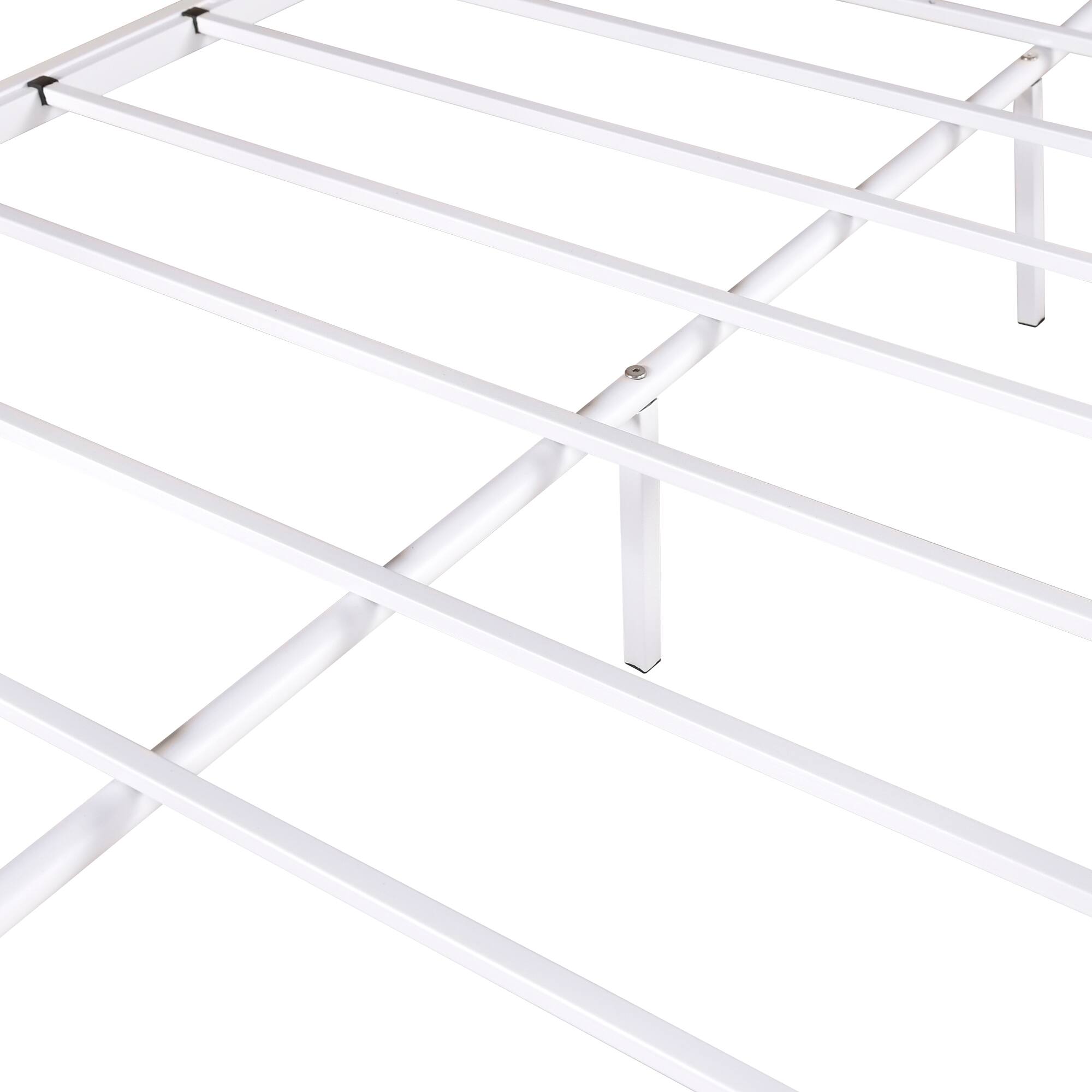 Alt View 6. Ecooso - Twin-Over-Full Metal Bunk Bed, Heavy Duty Bunk Bed,Easy Assembly with Enhanced Upper-Level Guardrail - White.