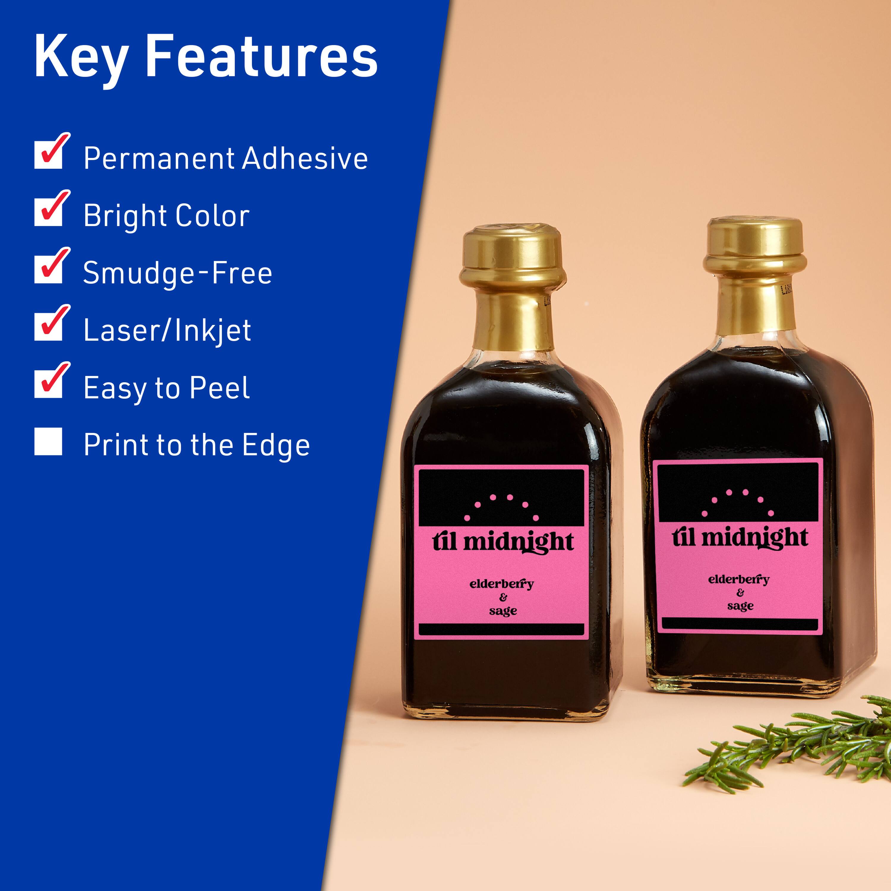 Key Features  
- Permanent Adhesive  
- Bright Color  
- Smudge-Free  
- Laser/Inkjet  
- Easy to Peel  
- Print to the Edge  

til midnight elderberry & sage
