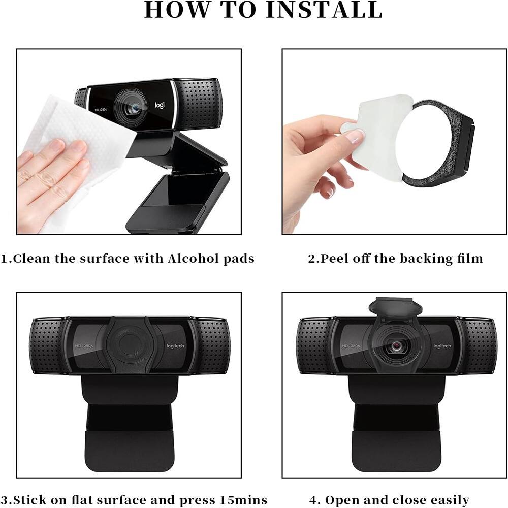Sure, here is the corrected and grouped text:

---

**HOW TO INSTALL**

1. Clean the surface with Alcohol pads
2. Peel off the backing film
3. Stick on flat surface and press 15 mins
4. Open and close easily

---