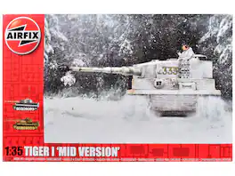 Level 3 Model Kit Tiger I "Mid Version" Tank with 2 Scheme Options 1/35 Plastic Model Kit by Airfix - Multi