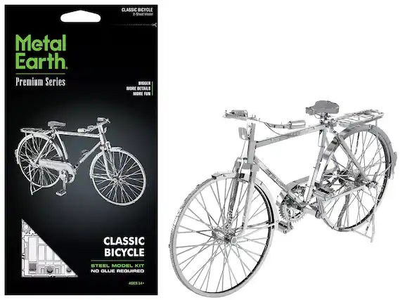 Metal Earth
Premium Series
CLASSIC BICYCLE
2-Sheet Model
BIGGER | MORE DETAILS | MORE FUN
CLASSIC BICYCLE
STEEL MODEL KIT
NO GLUE REQUIRED
AGES 14+
