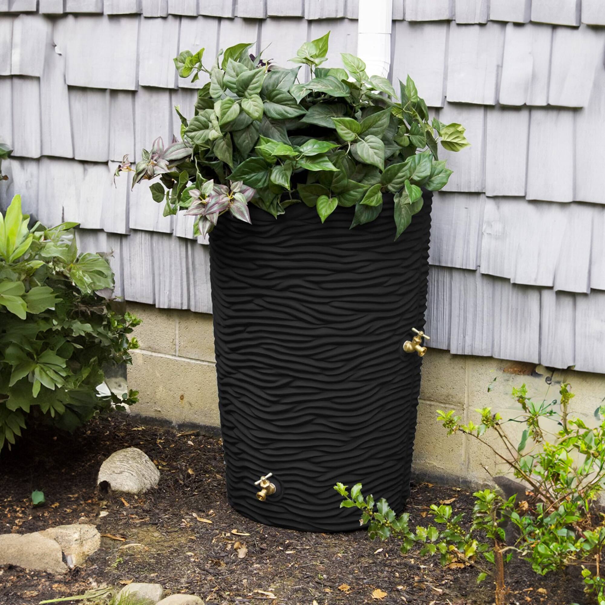 Alt View 4. Good Ideas - Good Ideas Impressions 50 Gallon Palm Trunk Barrel & Universal Rain Barrel Stand.