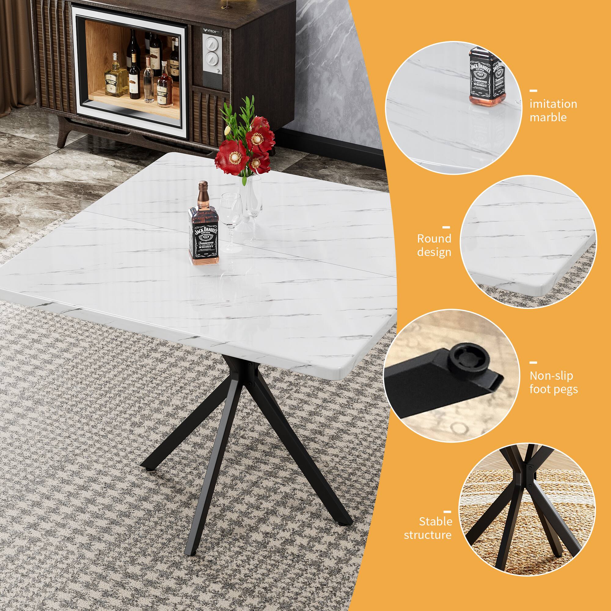 - Imitation marble
- Round design
- Non-slip foot pegs
- Stable structure