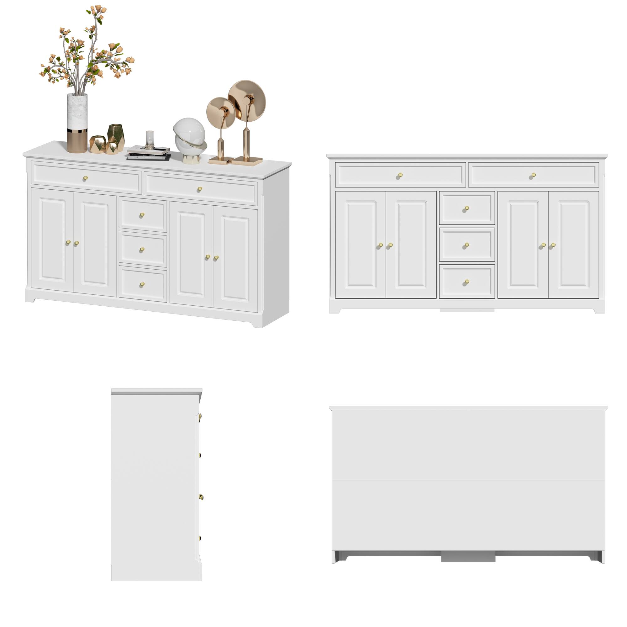 Angle. Famapy - Famapy Multifunctional Buffet Sideboard: Elegant Storage with Modern Design - White.