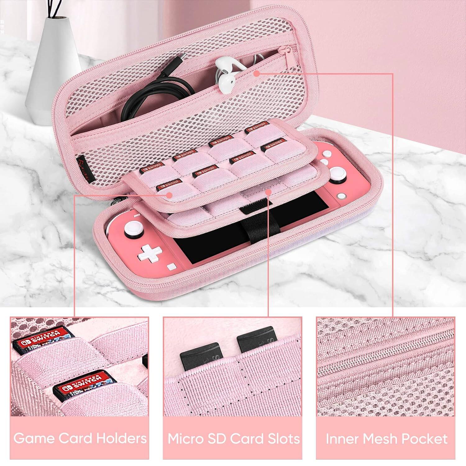 COMMANIA 60 B WARD as SUGANTS WWW.CO WWW.RU CO LANY OR FASSE OR

AD SWITCH
SWITCH
Game Card Holders Micro SD Card Slots
Inner Mesh Pocket