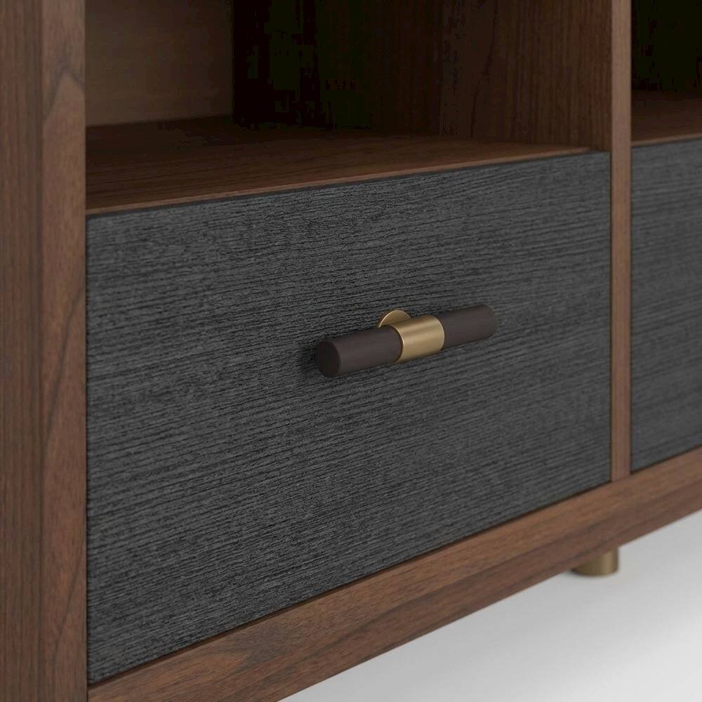 Alt View 4. Starlight Canyon Home - Black Mahogany Solids & Veneer TV Console with 3 Drawers and Modern Design - Beige.