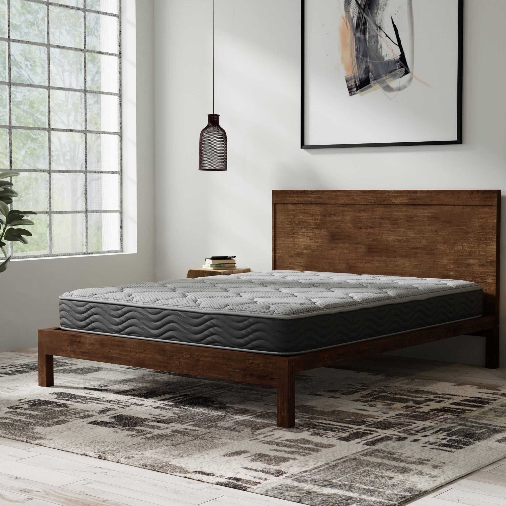 Alt View 3. Glintex - 8" Firm Hybrid Twin Mattress with Cooling Gel Foam, Pocketed Coil Support, CertiPUR-US Certified - Black+ Gray.