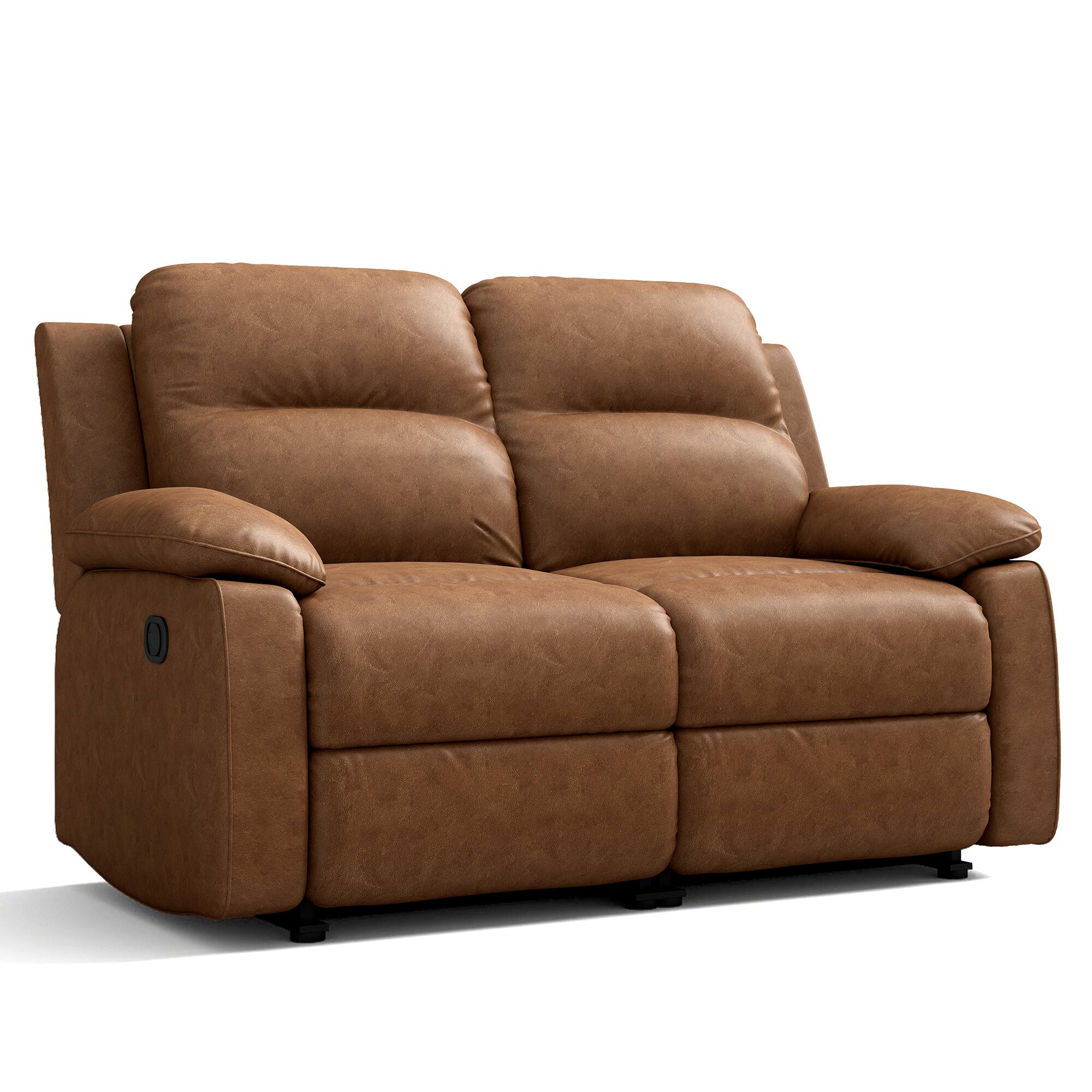 Alt View 3. KERDOM - Manual Reclining Loveseat Sleeper Sofa Couch with Footrest, Home Recliner Chair Set for Living Room, RV & Travel Trailer - Brown-2 Seat.