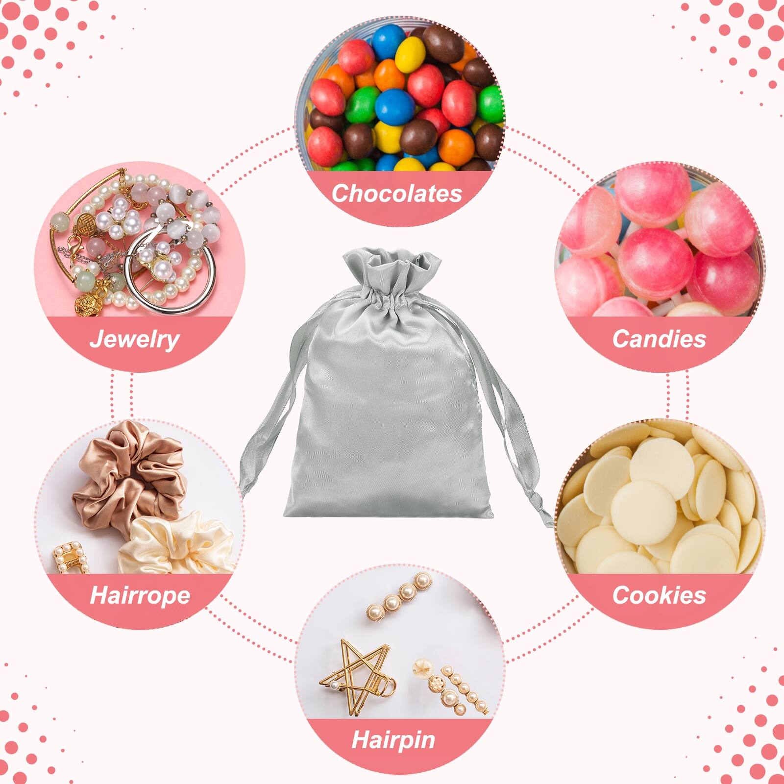 Chocolates, Jewelry, Candies, Hairrope, Cookies, Hairpin