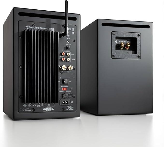 audioengine HD5

Input
Optical in
Input
Output

Output to single speaker

Voltage Select
100V
120V

CE

audioengine