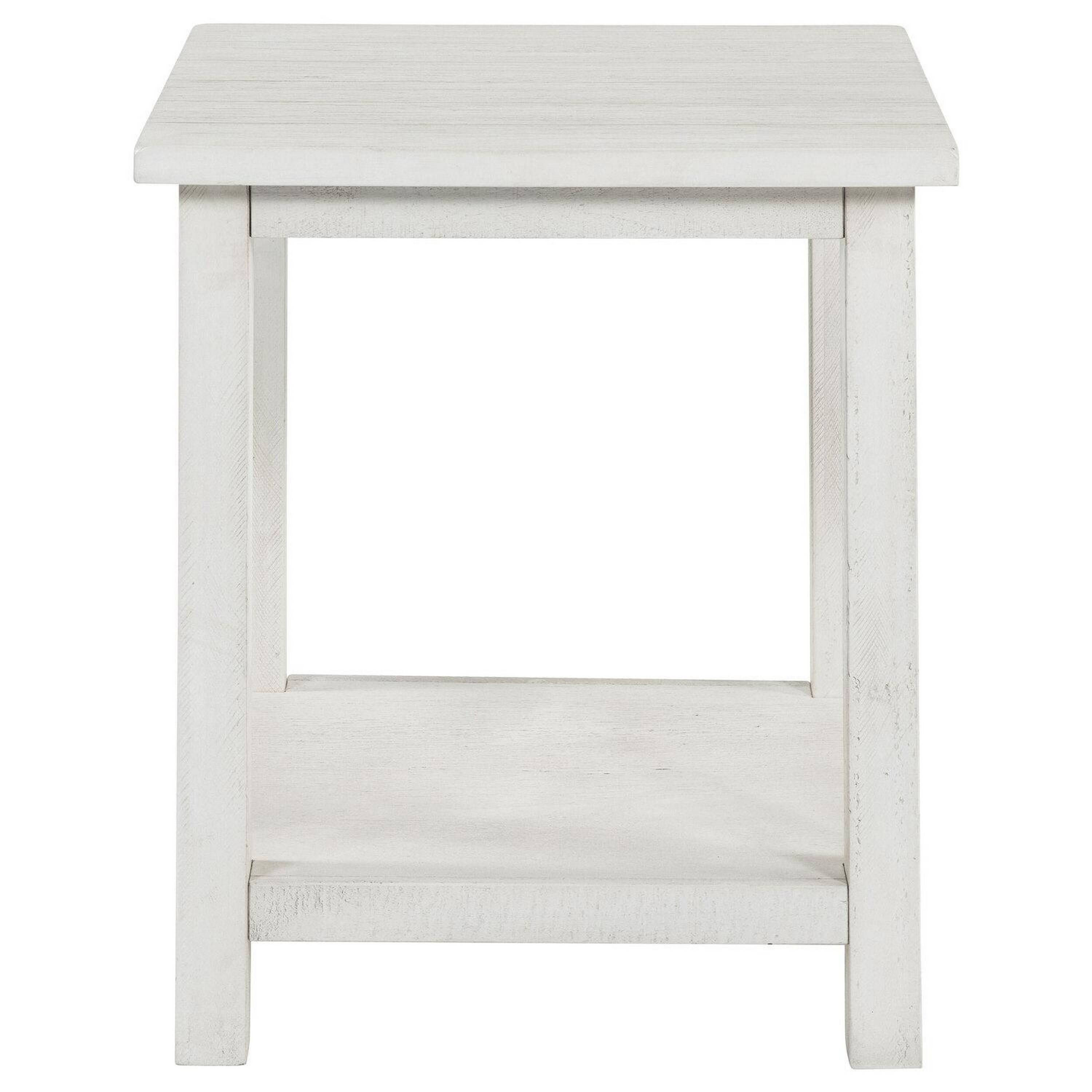 Alt View 2. Manhattan Lane - Ayne Side End Table, 1 Bottom Shelf, Wooden Frame, Square 20 Inch - White.