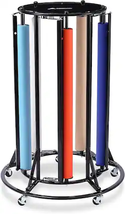 Front. AdirHome - Paper Roll Holder, Vertical Wrapping Paper Classroom Large Roll Paper Dispenser, 5 Paper Rolls - Black.