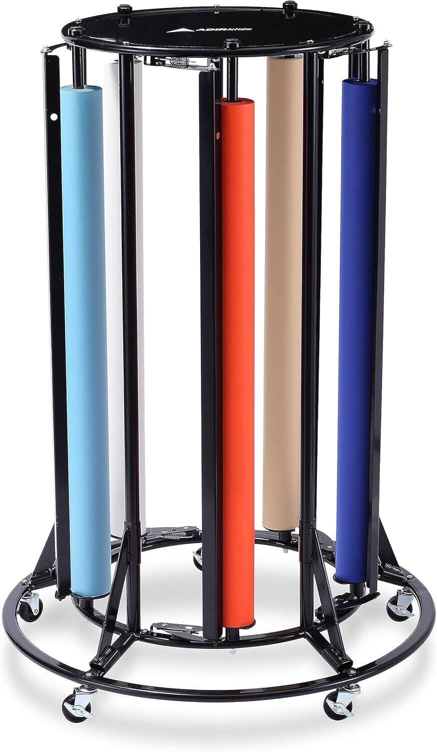 Front. AdirHome - Paper Roll Holder, Vertical Wrapping Paper Classroom Large Roll Paper Dispenser, 5 Paper Rolls - Black.