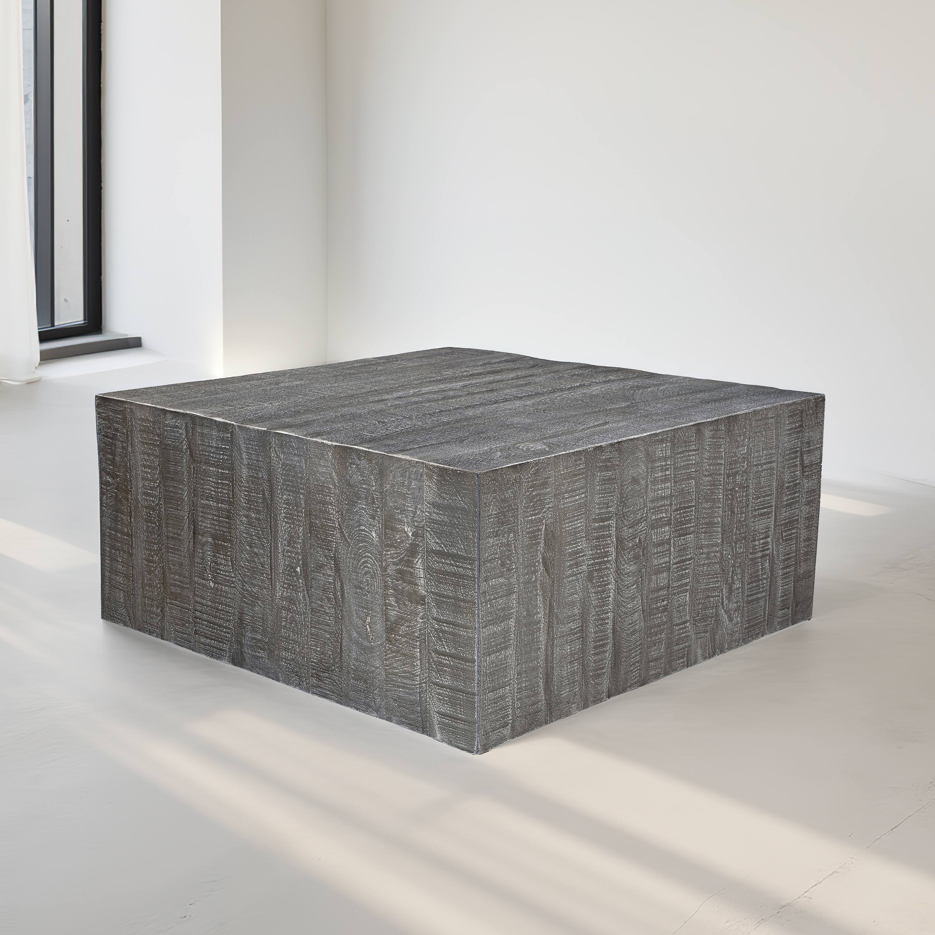 Alt View 7. Manhattan Lane - Rydan Coffee Table | 33 Inch Square Block Top - Gray.