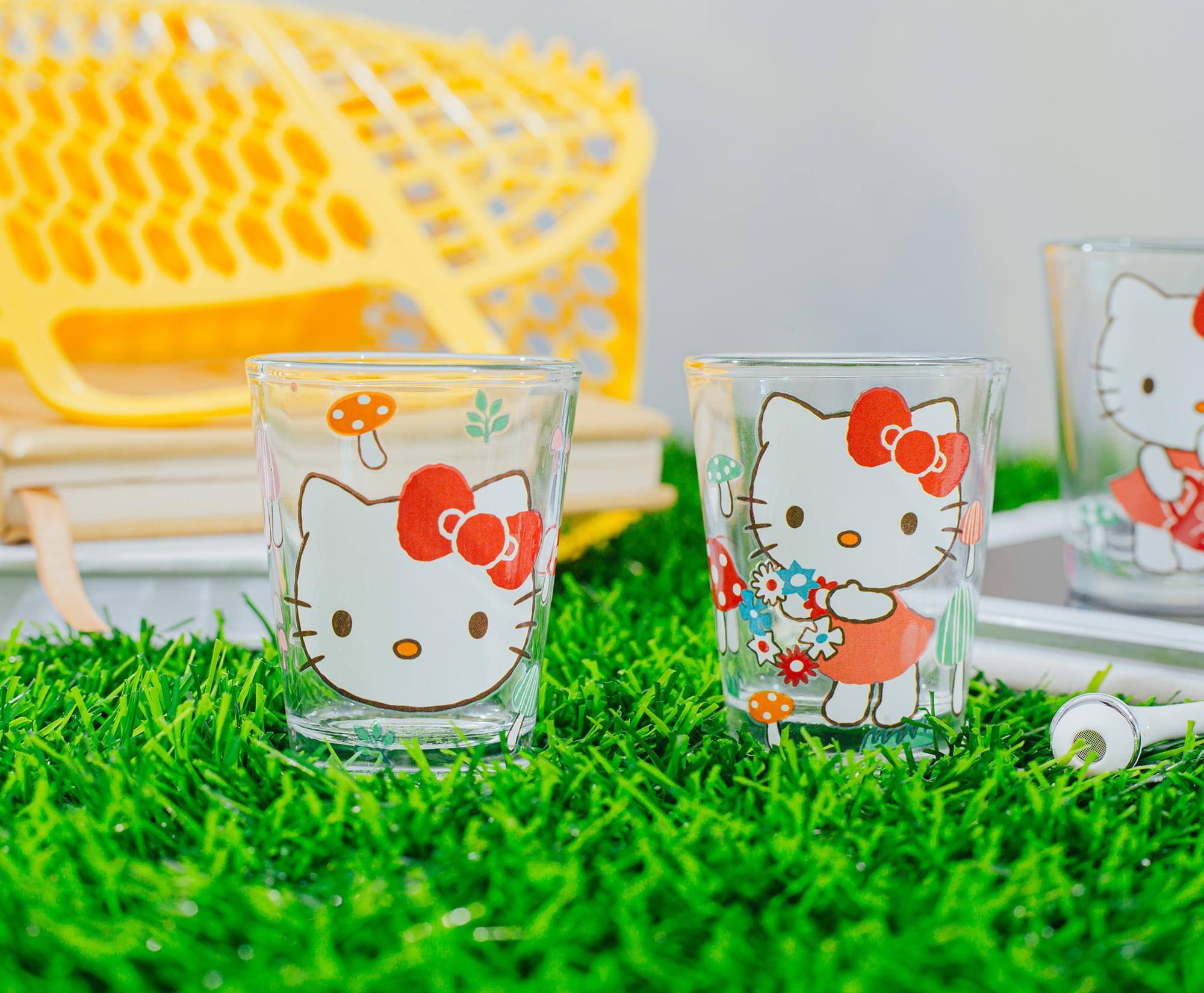 Alt View 3. Silver Buffalo - Sanrio Hello Kitty Mushrooms 2-Ounce Mini Shot Glasses | Set of 4 - Red.