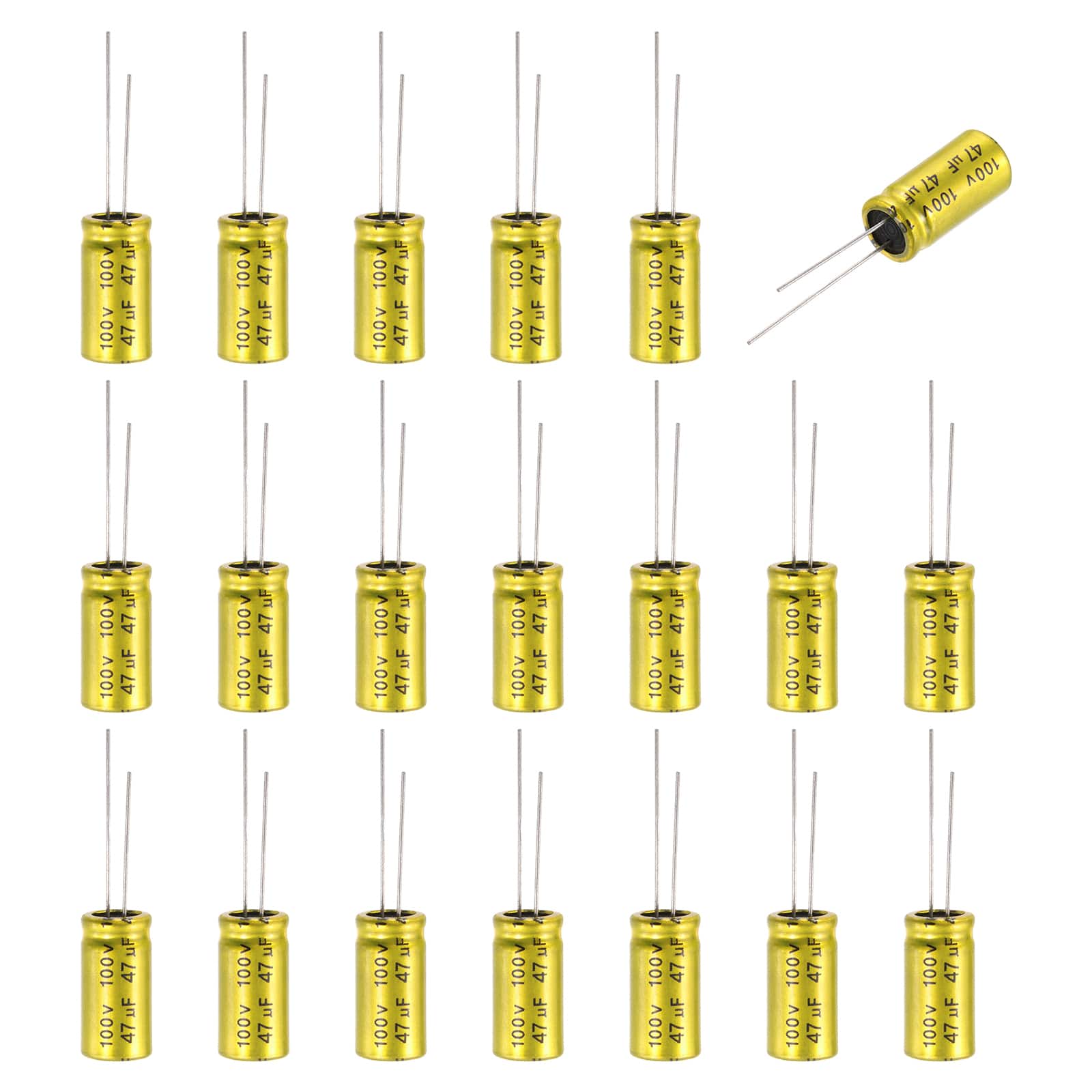 Unique Bargains - 47uF 100V Non-Polarized Electrolytic Capacitor, 10x20mm Aluminum Audio Cap, for DIY Tweeter, 20pcs - Gold price history on PriceWatchPro