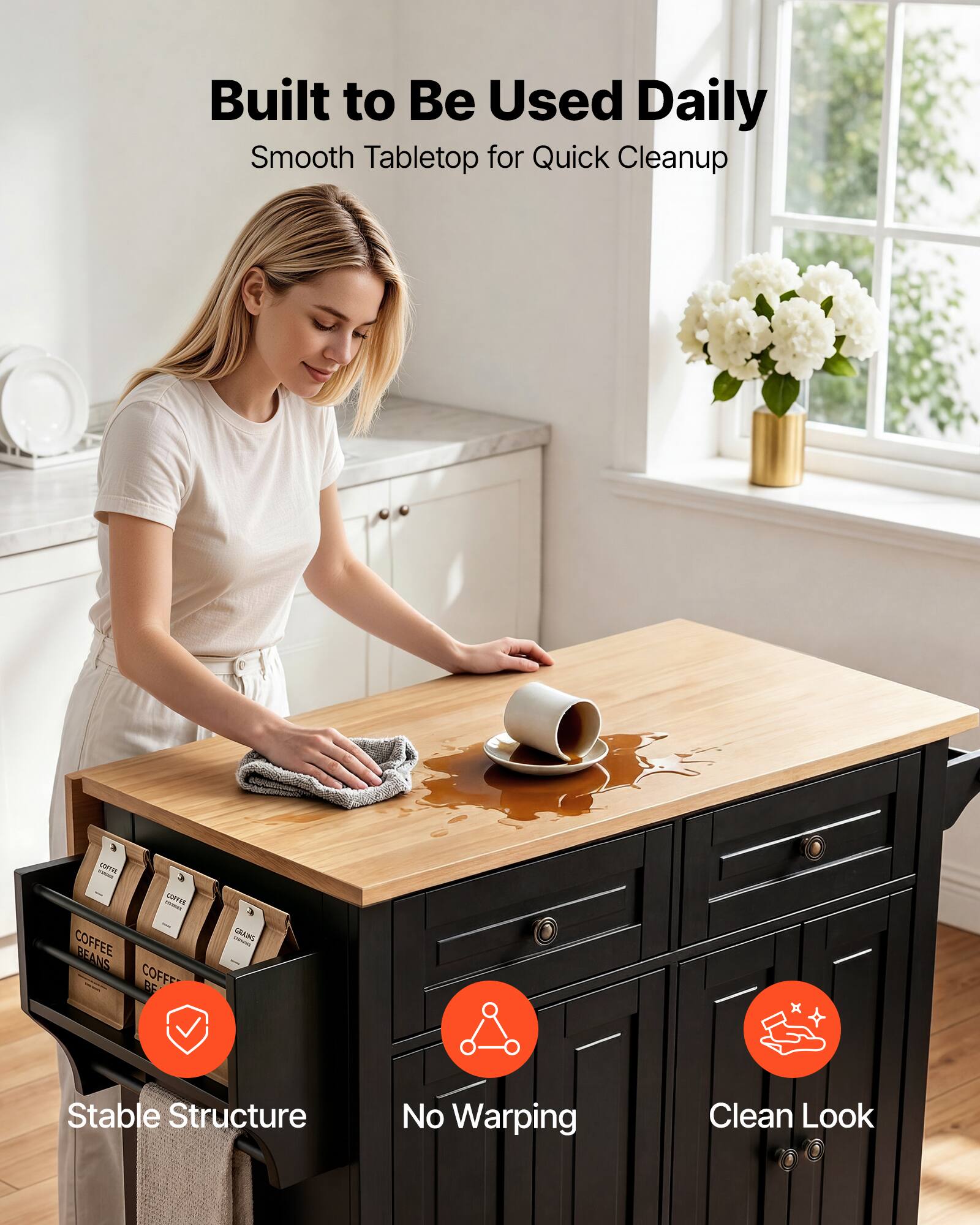 Built to Be Used Daily  
Smooth Tabletop for Quick Cleanup  

- Stable Structure  
- No Warping  
- Clean Look