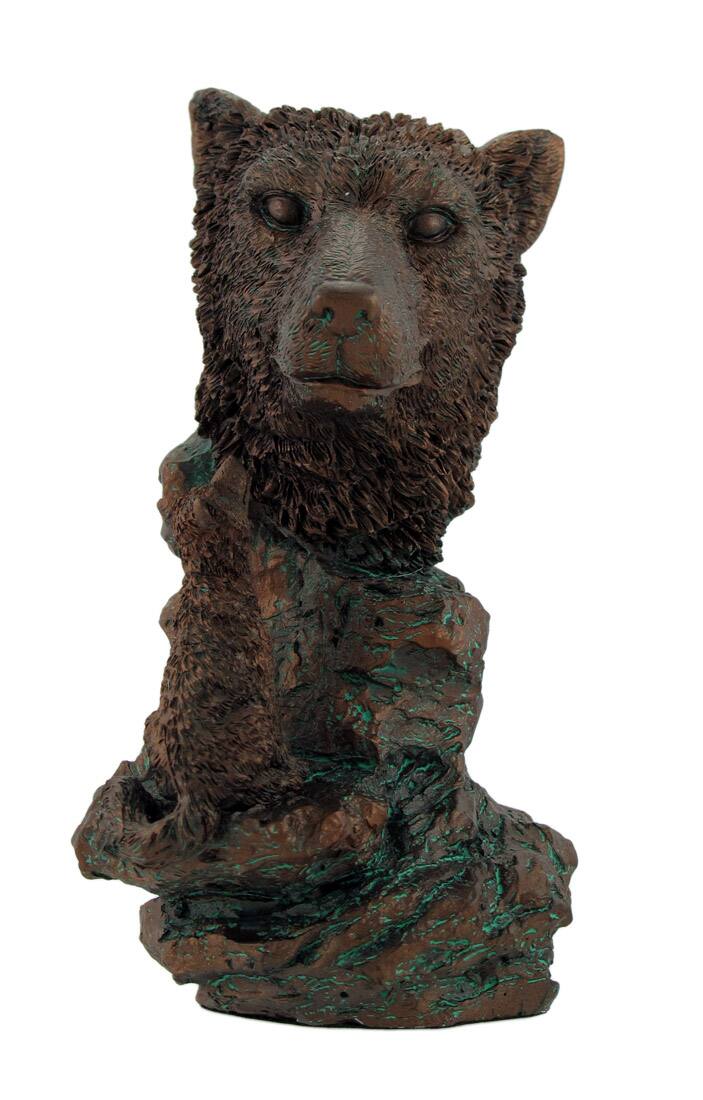 Alt View 2. Zeckos - Bronzed Finish Resin Wolf Bust Statue 7 Inches High - Bronze.