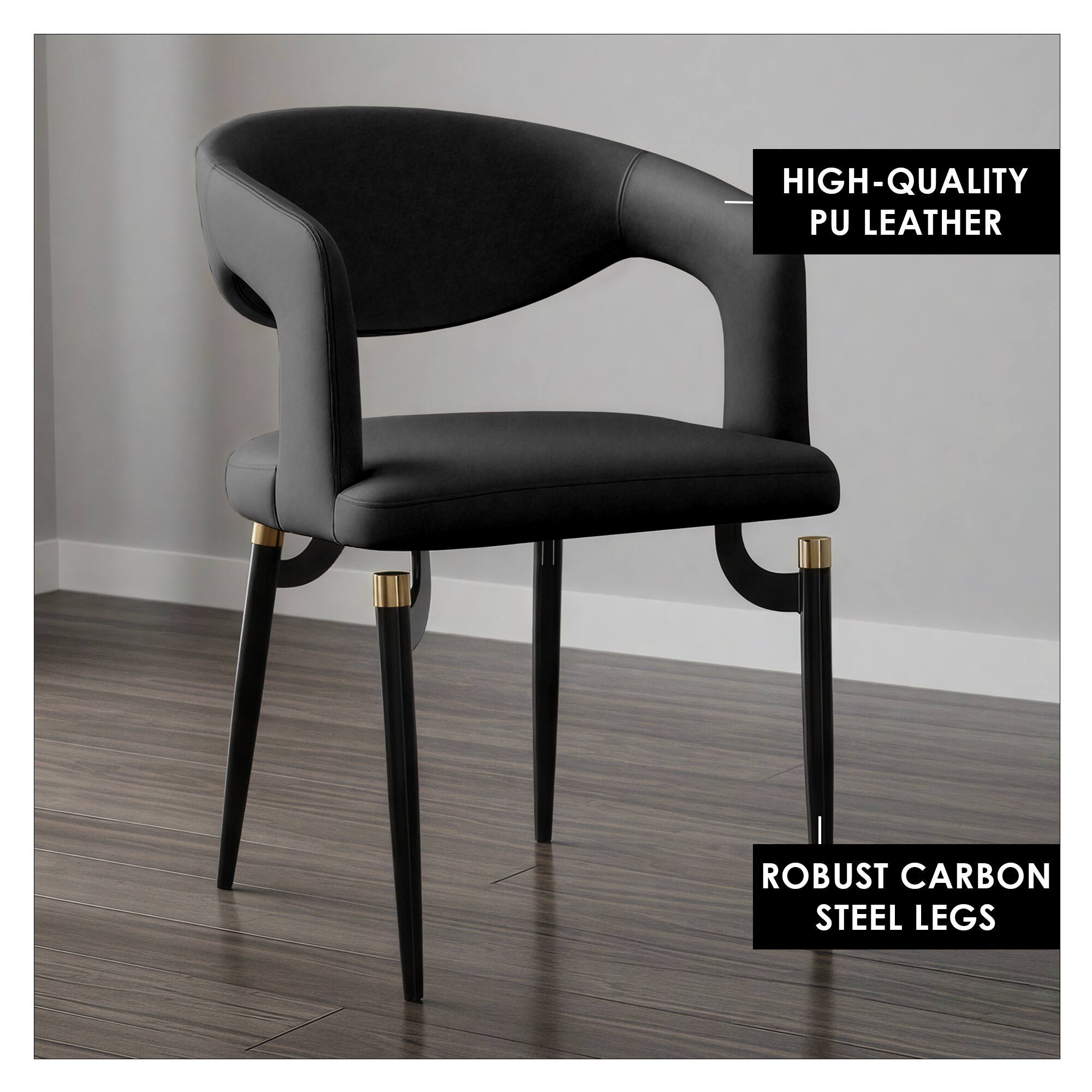 HIGH-QUALITY PU LEATHER  
ROBUST CARBON STEEL LEGS