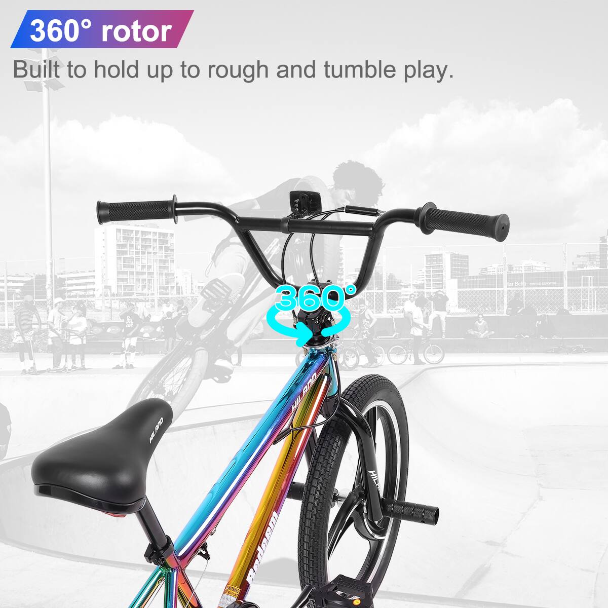 360° rotor  
Built to hold up to rough and tumble play.