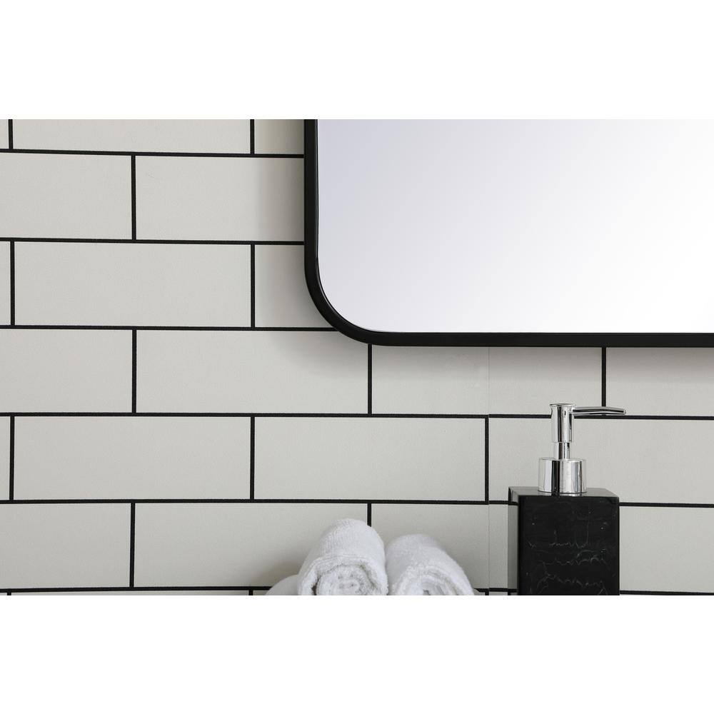 Alt View 3. Elegant Decor - Soft corner metal rectangular mirror 22x40 inch in Black - Black.