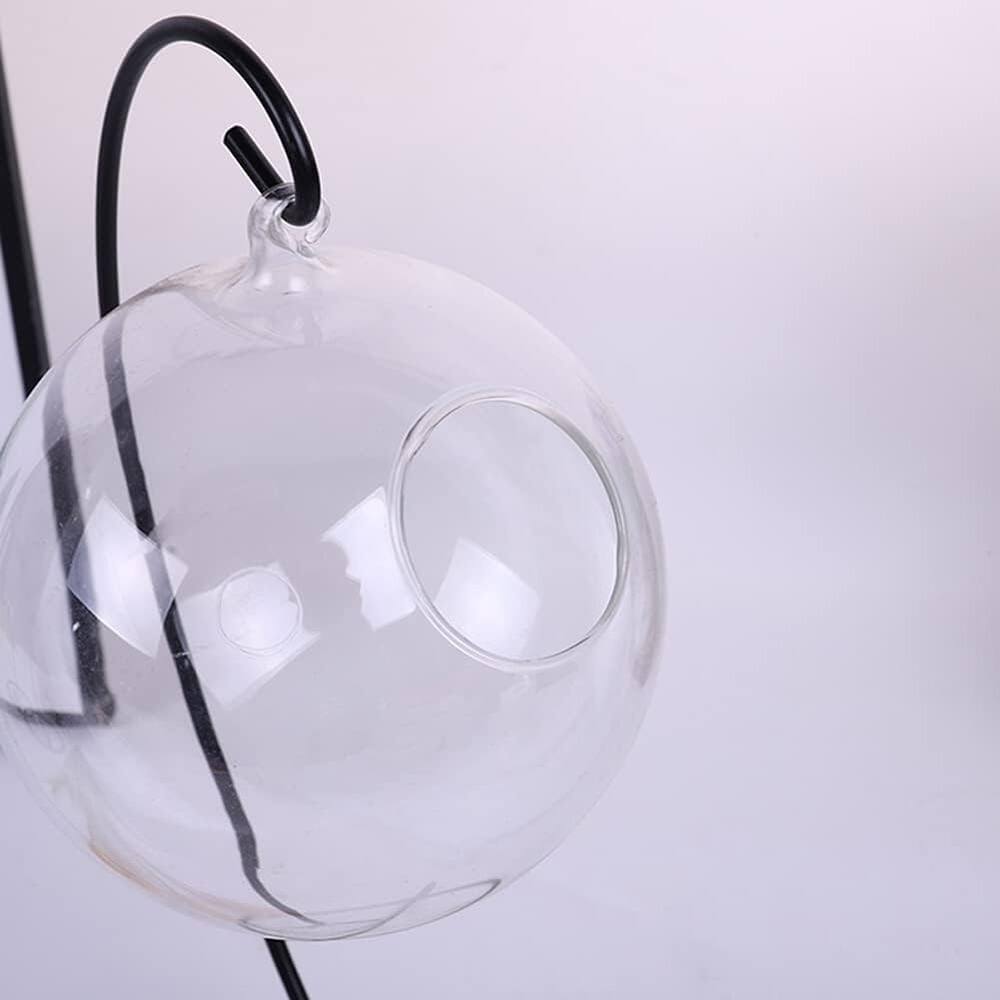 Left. PARKER SLATER - Iron Ornament Display Stands, Hanging Holders for Glass Globes, 2-Pack - Black.