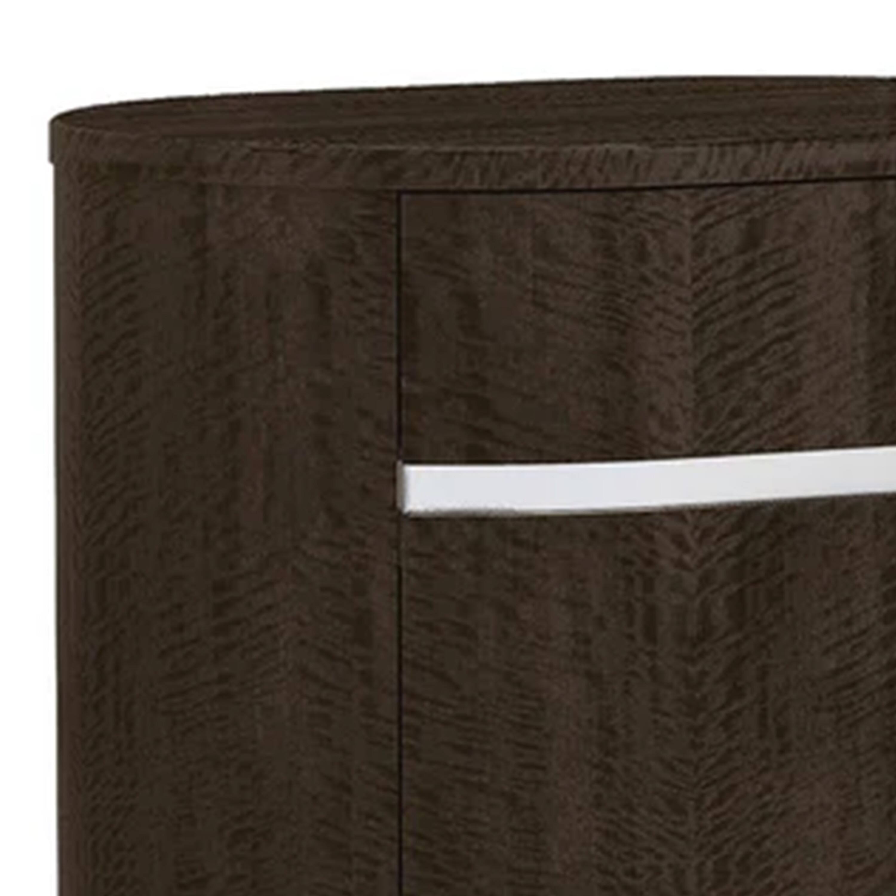 Back. Manhattan Lane - Cary Nightstand with Storage,  Walnut , Steel Handle, 28 Inch - Brown, Chrome.